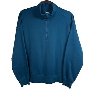 HEAD Womens Quarter Zip Fleece Pullover XL Teal Blue Mock Neck Active Gym Sporty